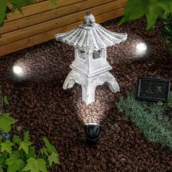 Sortie ? Pagode Solaire Avec Spot LED 6500K éclairage De Jardin Déco Asie Esotec 102552 ⌛
